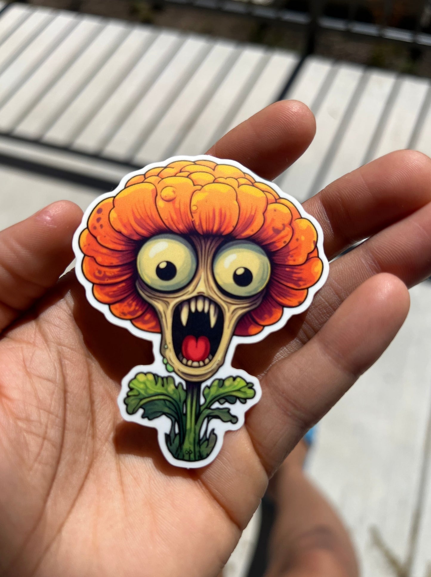 Goldie the Marigold Dia de Muertos Shroomlin Sticker